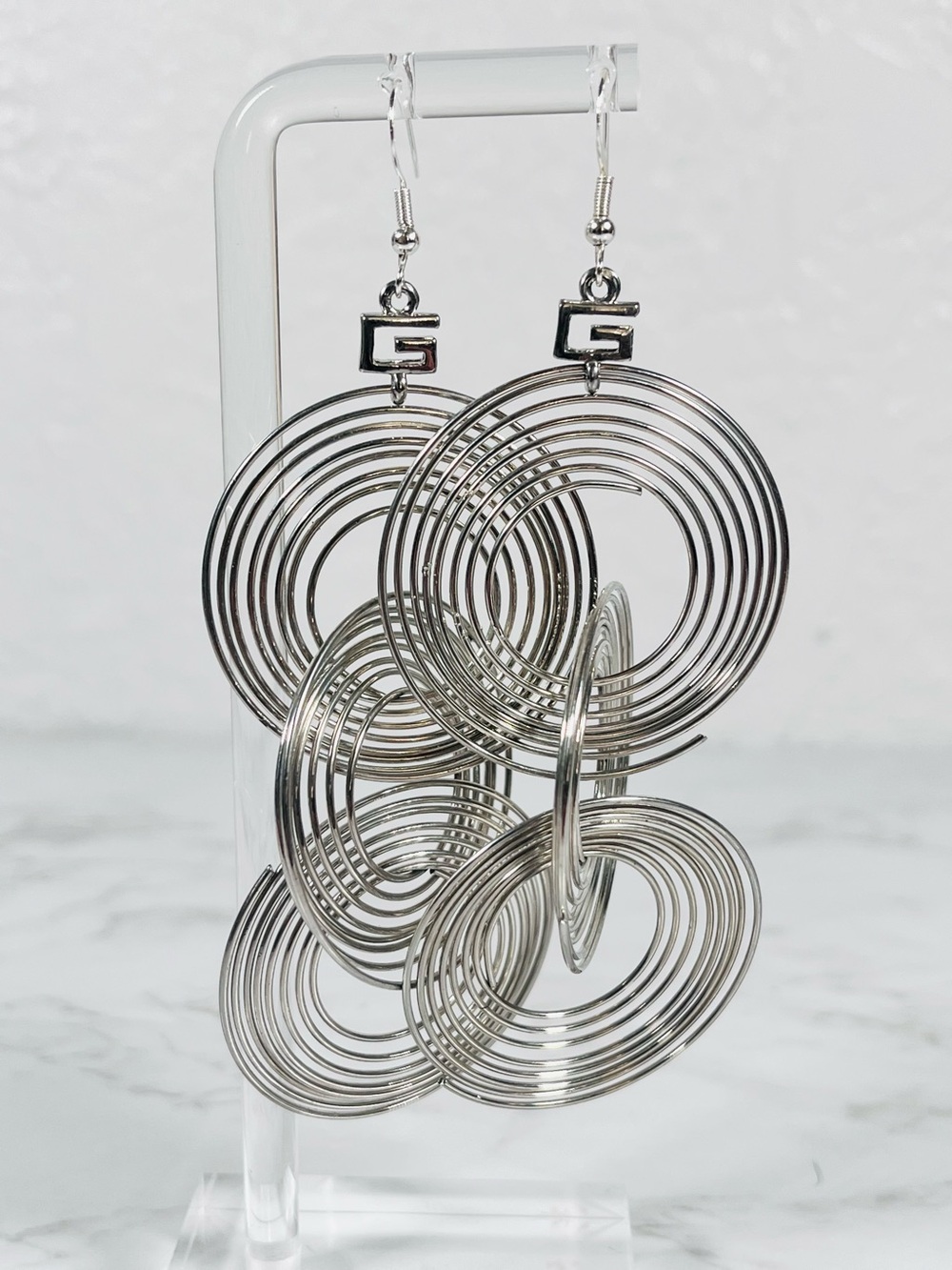Silver Tone Interlocking Earrings